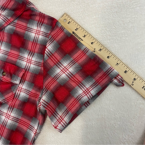 Tattoo Women's Red White Plaid Button Up Short Sleeve Size XL - Picture 12 of 12